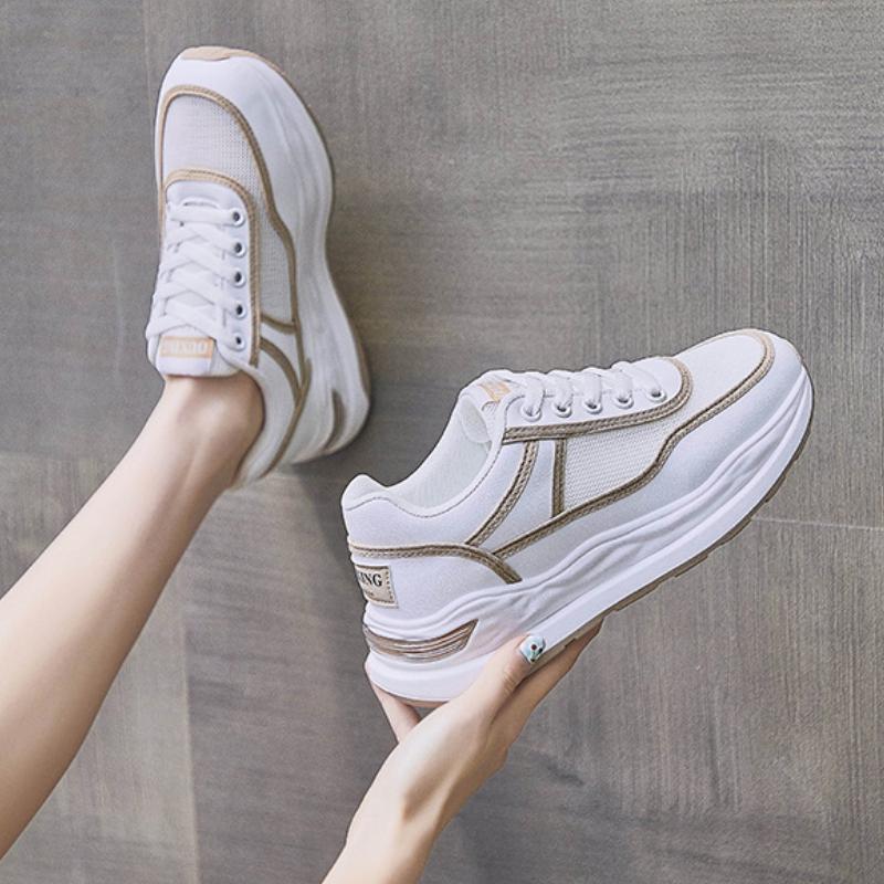 Кроссовки для женщин 2022 Мода Платформа Белая обувь Женская Весна Дышащая Беговая Спортивная Вулканизированная обувь