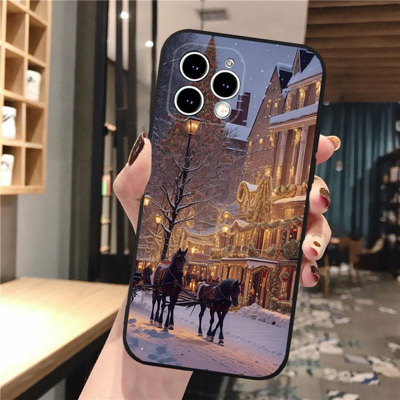 Чехол для телефона Carcasa Funda Для iPhone 17 Pro Max Air 16 15 14 13 Pro Max 15 16 Pro 15Plus Чехол Санта Рождественская елка