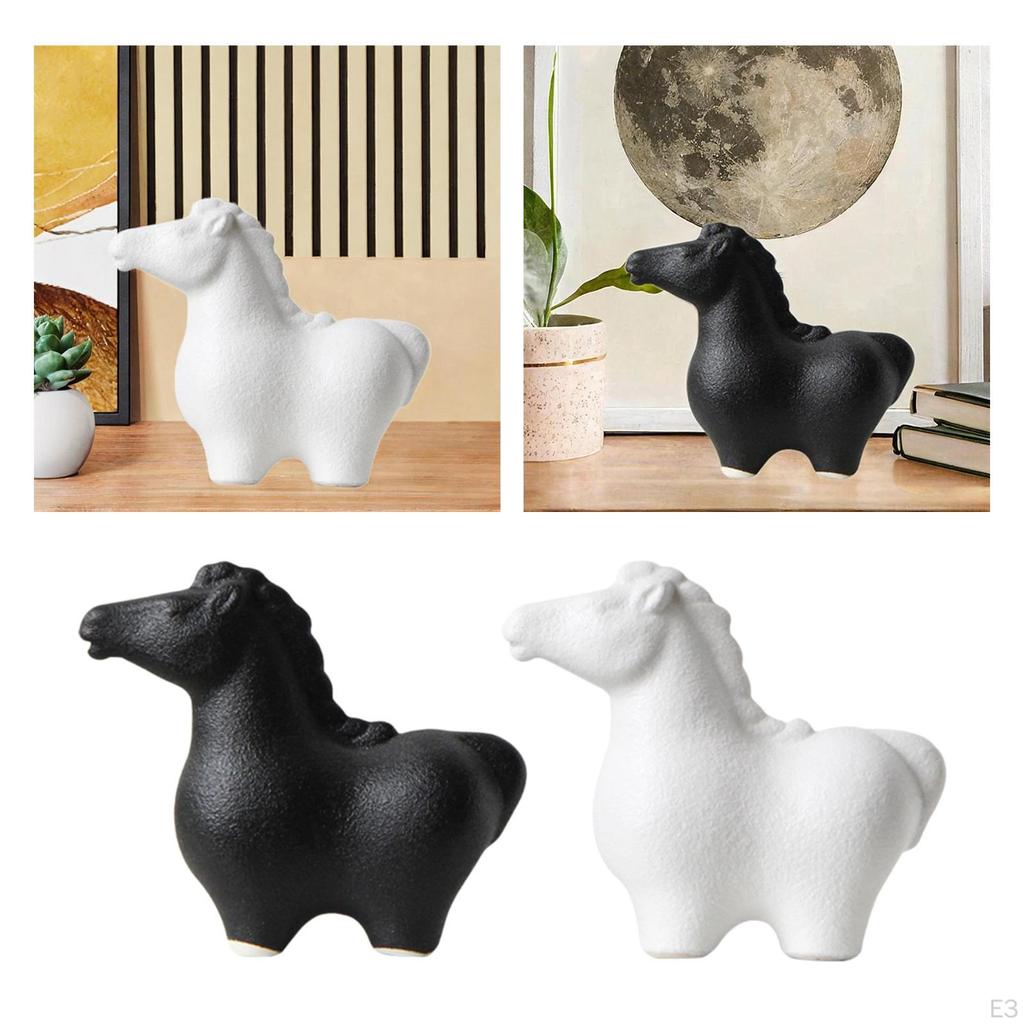 Керамическая статуэтка лошади, подарочная коллекционная скульптура животного, настольное украшение для книжной полки