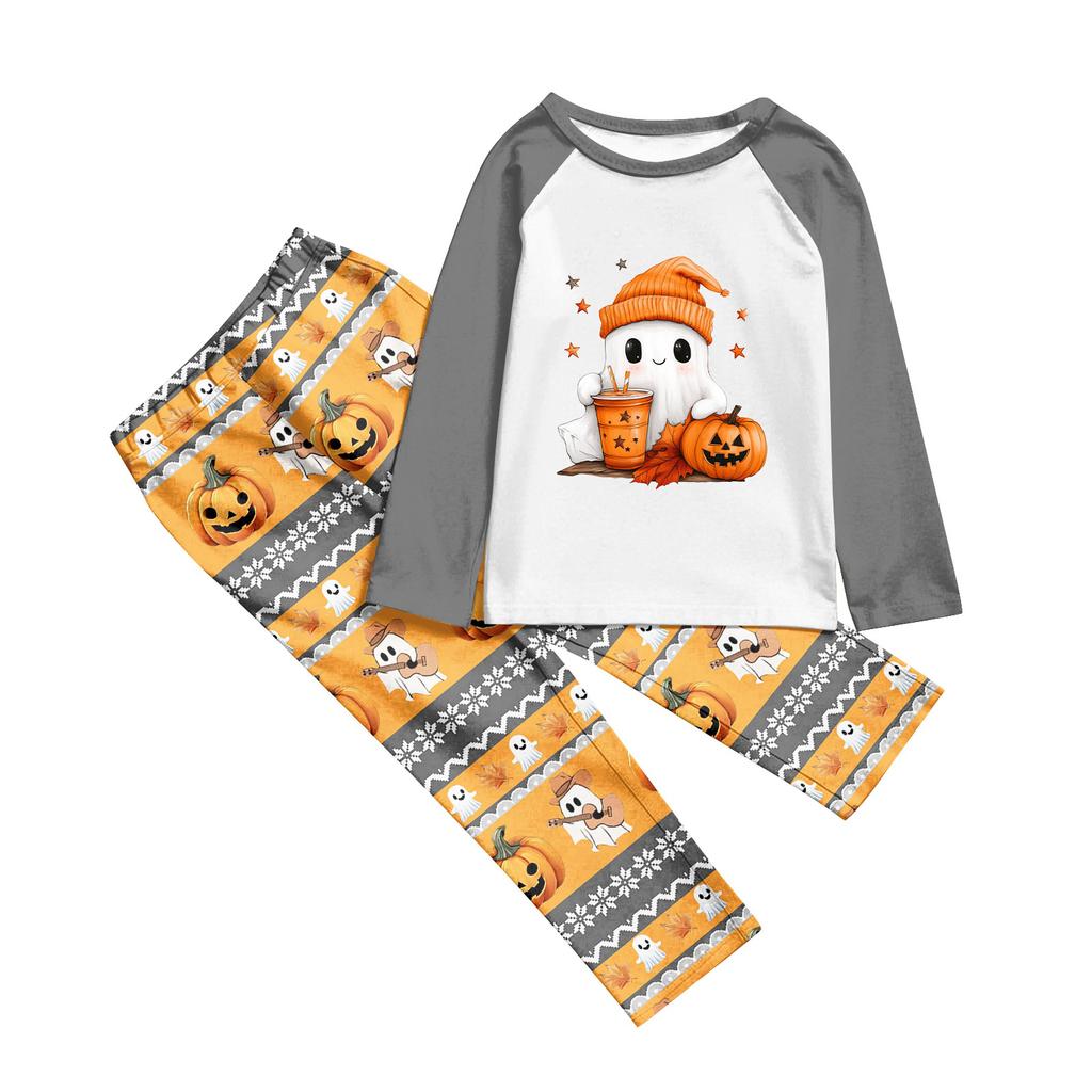 День Хэллоуина Принты Семейный Комплект с Длинным Рукавом (Топы+Брюки) Семейные Комплекты