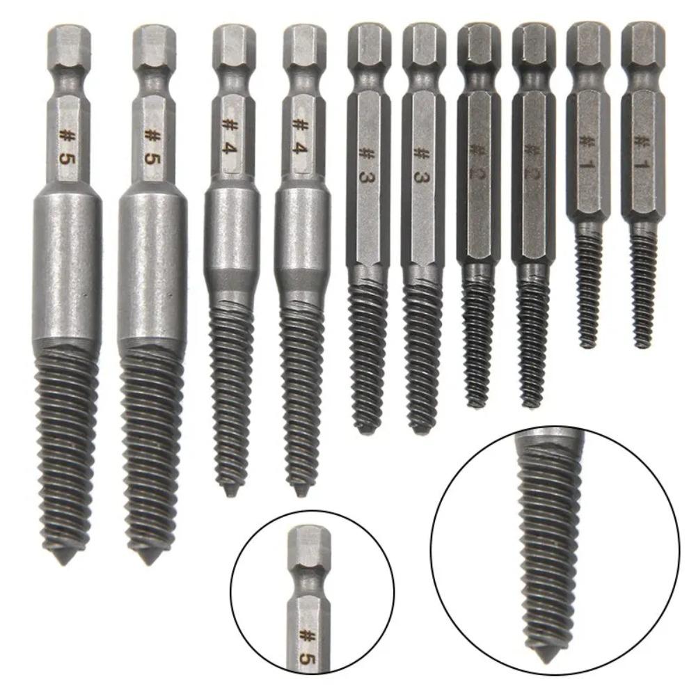 6/10Pcs Screw Extractor Center Drill Bits Guide Set Broken Damaged Bolt Remover Hex Shank And Spanner For Broken Hand Tool 