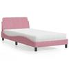 VidaXL Bed with Mattress Pink 100x200 Cm Velvet 3208356