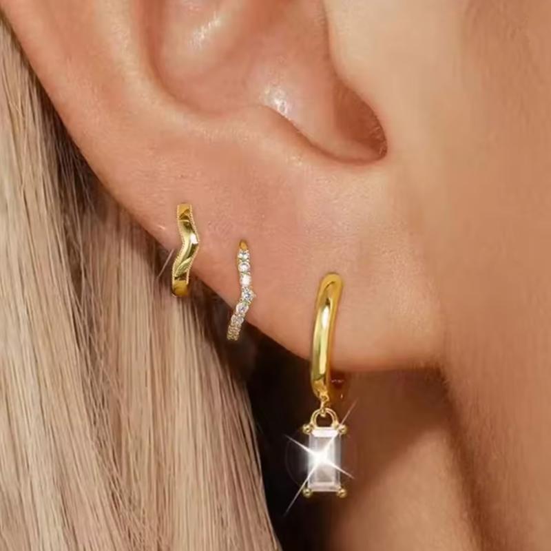 Набор сережек-гвоздиков для tragus с кристаллами в виде цветка, модные квадратные серьги-кольца huggie для женщин, оптовая продажа, украшения для хряща, helix, мочки уха