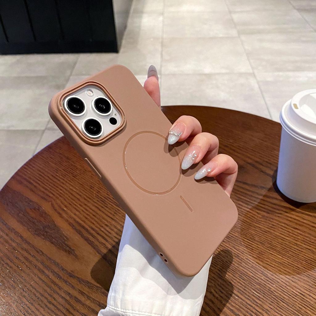 Подходит для iPhone17 ProMax Тонкое кольцо Магнитная адсорбция Чехол для телефона Матовый Apple 16 Силиконовый Противоударный 15 Защитный чехол