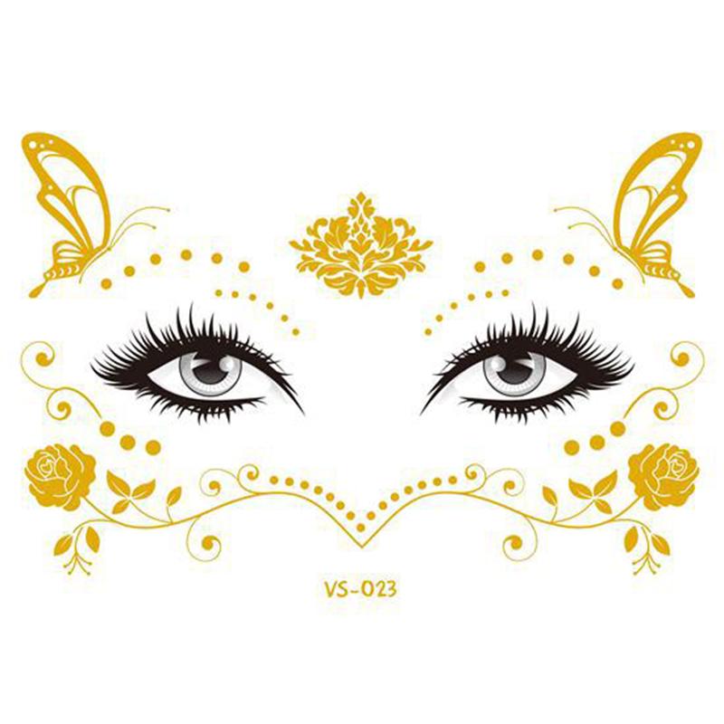 Блестящие наклейки татуировки на лице флэш-золотые временные металлические татуировки водостойкий макияж наклейки для девочек вечеринка музыкальный фестиваль