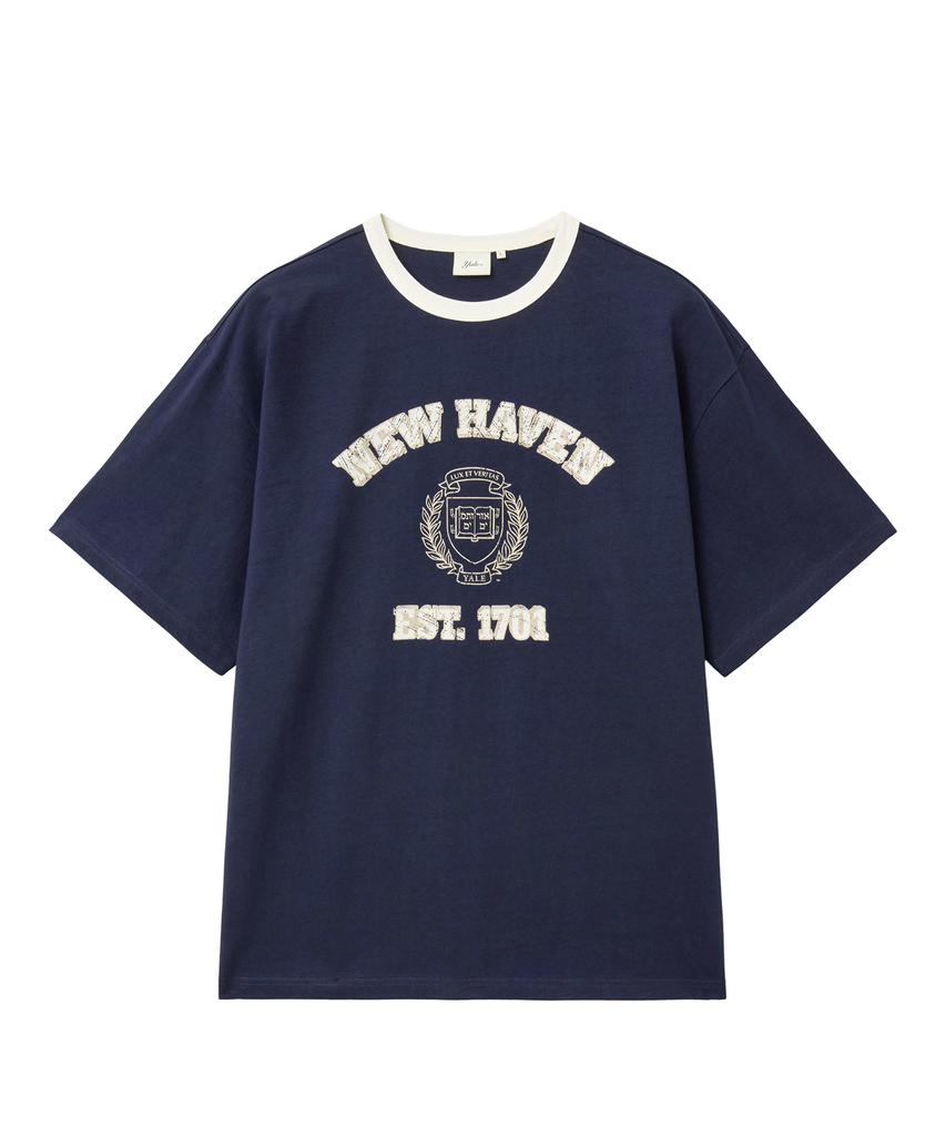 YALE New Haven Графическая футболка-рингер_Темно-синяя