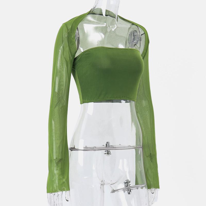 Женский облегающий топ из двух частей Spicy Girl Pure Desire без бретелек с длинными рукавами