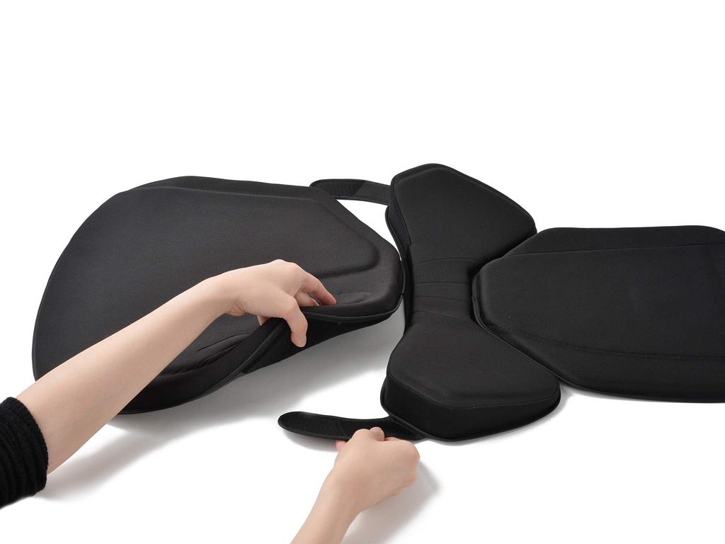 EXGEL Hug Drive Slim Car Twill Gel Seat Full Sport Made in with Lumbar Cushion, Black, Cushion, Support, Type, Japan, Support, HUD03-TB