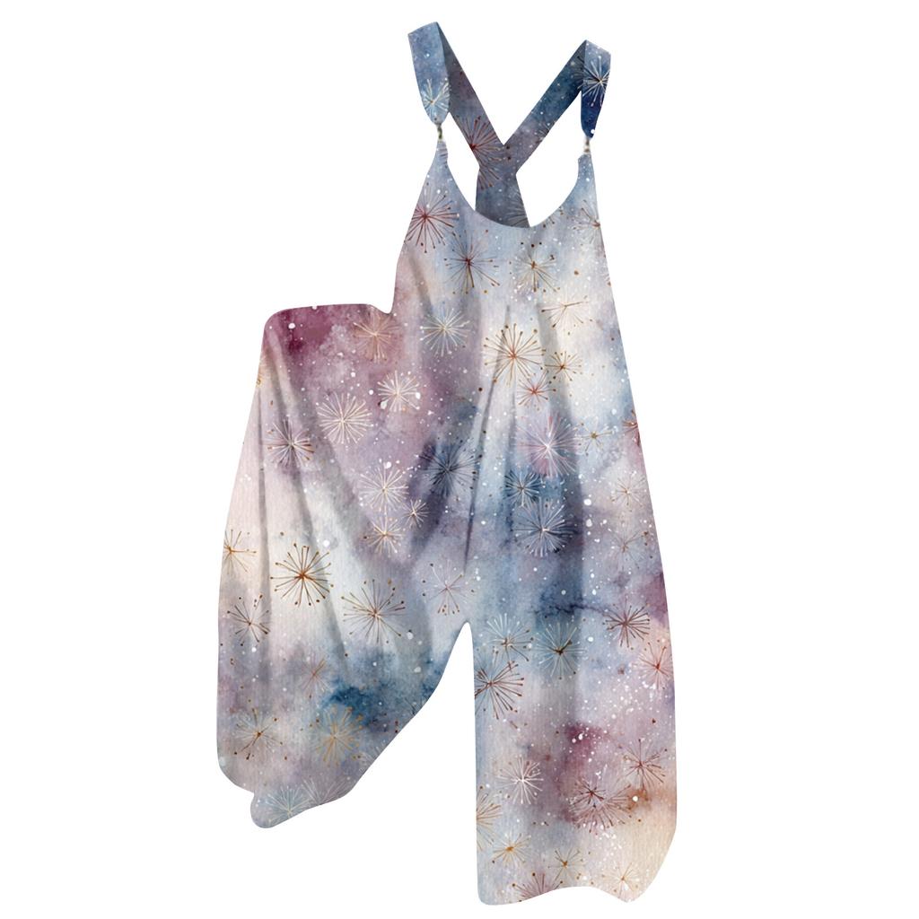 Женский летний комбинезон с цветочным принтом в винтажном стиле (Нерегулируемые ремни)