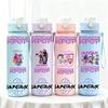 750 мл KPop Охотники на демонов Пластиковая бутылка для воды с трубочкой Руми Мира Зои KPOP Охотники на демонов Буква Детская Аниме Бутылка для воды Подарок