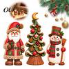 Wooden Holiday Gift for Friends 3 Pcs Christmas Table Decoration, Rustic Snowman Santa Claus Xmas Tabletop Indoor Shelf Decor Sign, 2D Flat