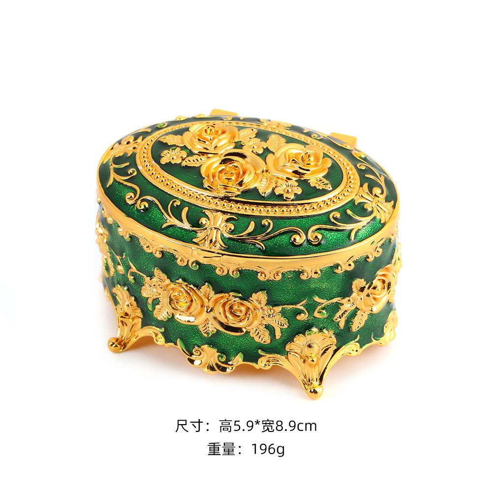 European Rose Jewelry Box, Retro Light Luxury Jewelry Box, Enamel Color Dresser, Metal Storage Box, European