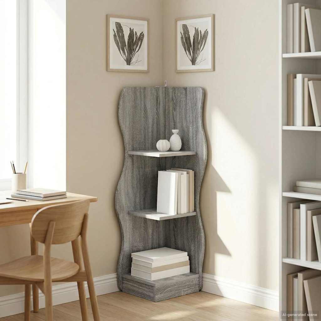 Corner Shelf with Shelves Grey Sonoma 34 x 33 x 102 cm Particleboard