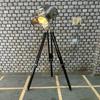 Nautical Spotlight Floor Lamp Designer Chrome with Black Wood Tripod 177.8 Cm Studio Home Décor Housewarming Gift