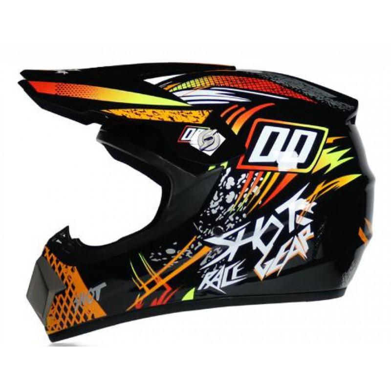 ABS Full-coverage Off-Road Motorcycle Helmet Adults Semi-Open Face Design With Visor Mask Gloves Kit