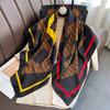 Fashion Letter Twill Large Square Scarf Fashionable Scarf Temperament Versatile Warmth Thin Scarf for Women Literary and Age-reducing