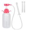 Soxeeh Multi-Purpose Cleansing Pump, Enema Syringe, Anal Cleansing, Manual Pump, 600ml Large Capacity, 65cm Tube, 3 Replacement Nozzles, Unisex