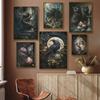 Dark Academia Art Crow Raven's Call Poster Prints For Living Room Home Decor Gothic Witch's Black Cat Canvas Painting Wall Art