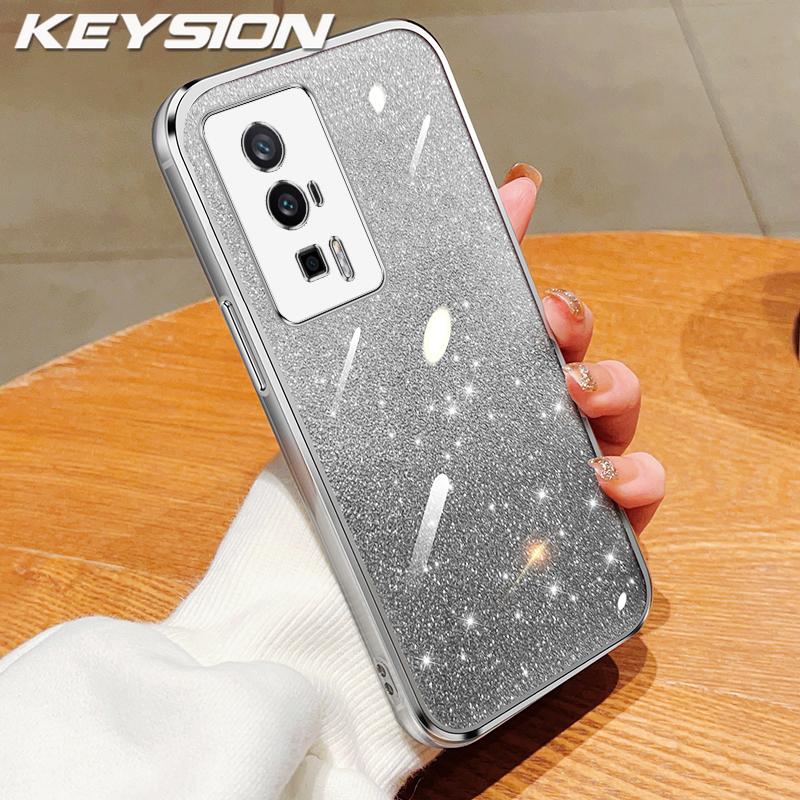 KEYSION Роскошный чехол-бампер с блестками для Xiaomi POCO F5, прозрачный, мягкий ТПУ, противоударная задняя крышка для POCO F5 Pro