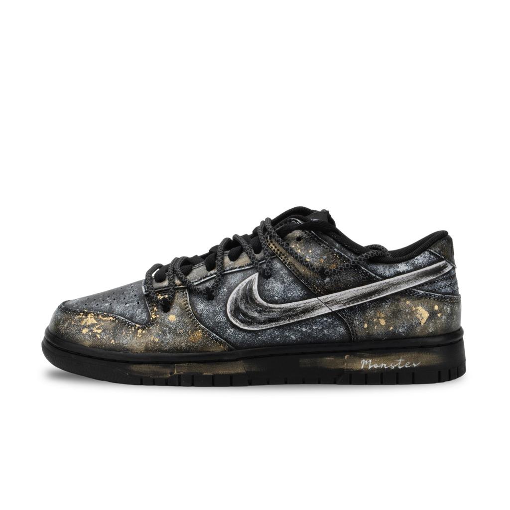 Nike Dunk Monster Lab, Dawn Slip Resistant Abrasion Resistant Low top Skateboard Shoes Unisex Black White Gold IO7606-010(Team445-)