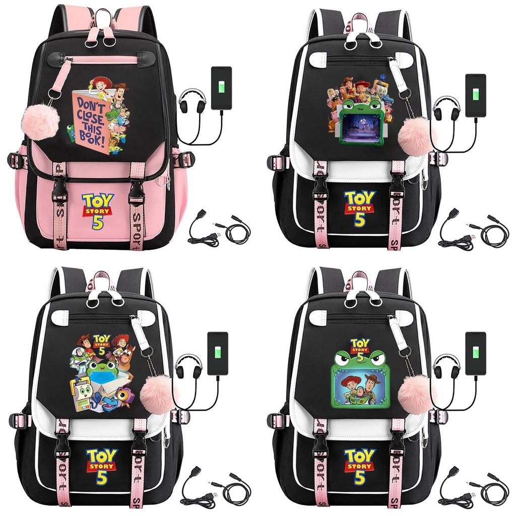 Toy Story 5 Printed Canvas Backpack With Breathable Design For Middle School Students And Travel