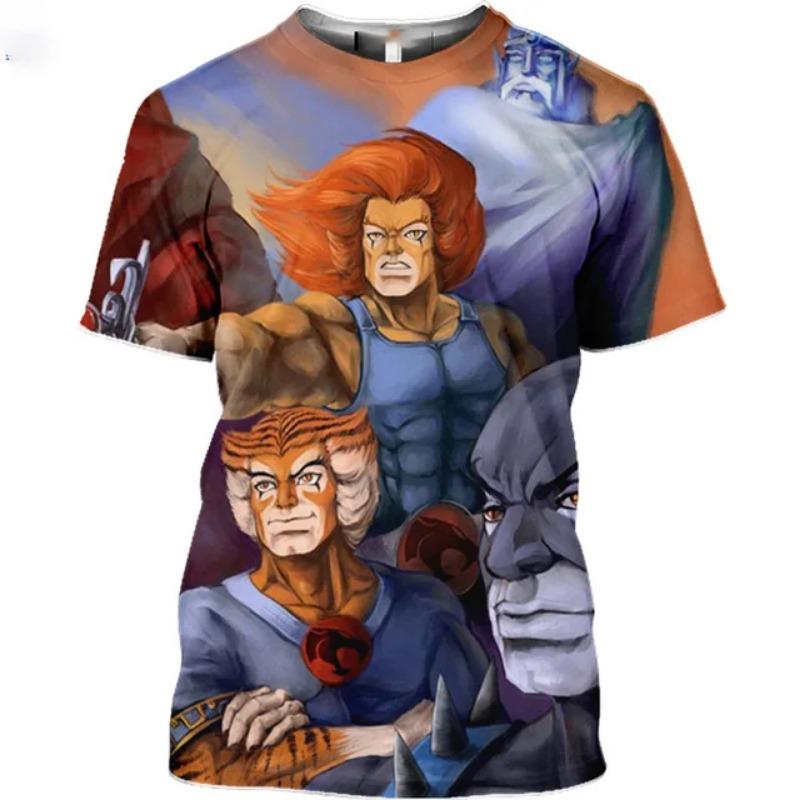 Летняя Аниме Футболка 2025 Thundercats 3D Принт Мужская Женская Модная Оверсайз Детская Мальчик Кавайные Футболки Топы Девочка Мужская Одежда