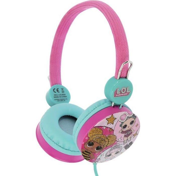 Casque Audio Enfant Kidsafe LOL Surprise! - Stéréo, Arceau Réglable, Prise Jack 3,5mm - Rose