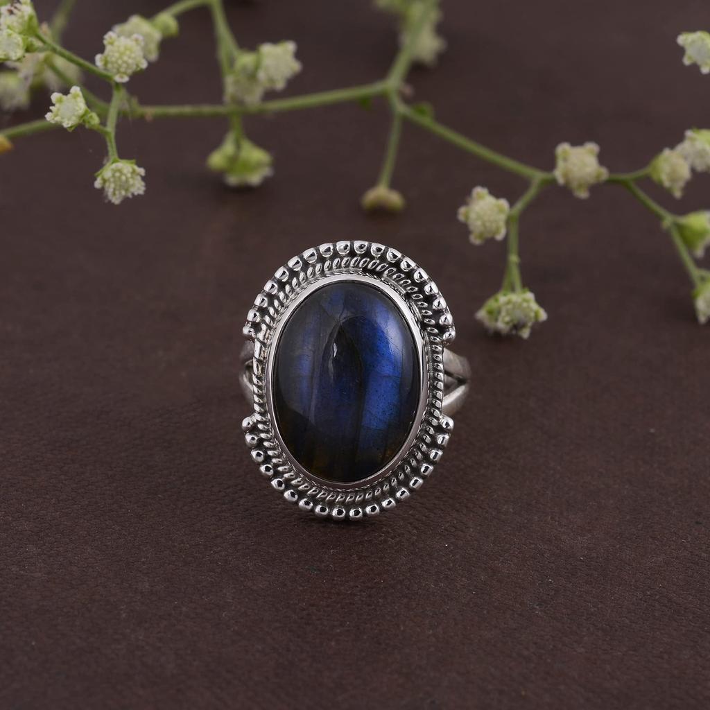 Кольцо из натурального лабрадорита, серебряное кольцо 925 пробы, дизайнерское кольцо ручной работы, эффектное кольцо, кольцо в стиле бохо, кольцо для вечеринки, кольцо с камнем