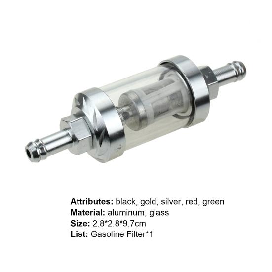 Gasoline Filter Detachable Rust-proof Aluminum Transparent Inline Gas Fuel Filter for Motorcycle