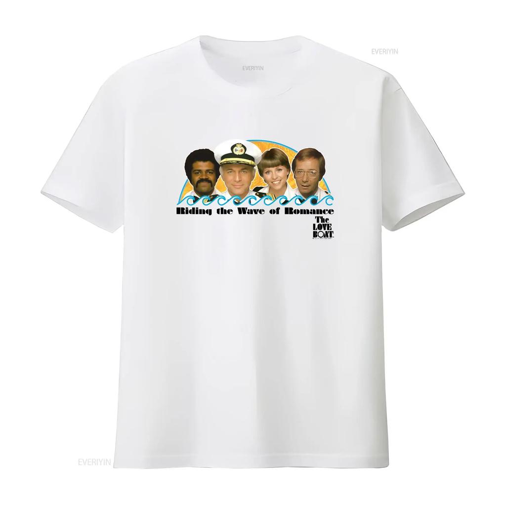 Love Boat Wave Of Romance T Shirt S 2Xl Light Blue Crew Neck vintage Washed graphic Top For Everyday Wear Casual Unisex homme