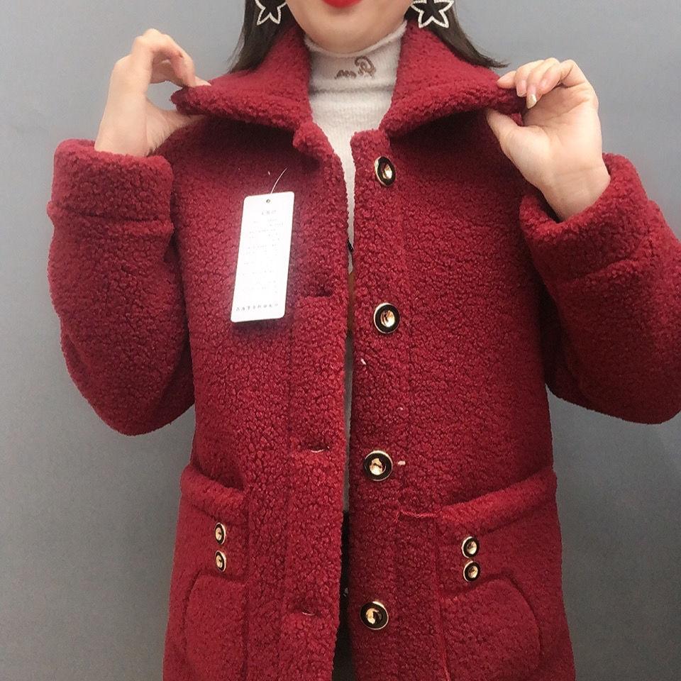 Autumn Winter Thickened Women's Patchwork Sheep Wool Coat with Fur,casual Vintage Clothing,plus Size