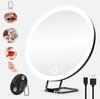 Зеркало для макияжа со светодиодной подсветкой: 6" 10x/20x/30x увеличение, вращение на 360°, крепление на присоске