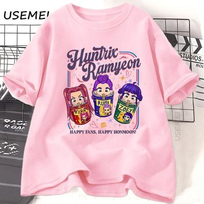 Футболка KPOP Рамён для женщин Футболка с лапшой Охотник на демонов Крутая футболка с коротким рукавом для леди и девушек Женская одежда Уличная