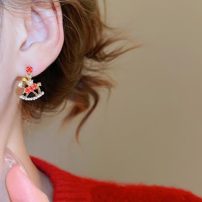 Серьги-подвески с цирконами в стиле легкой роскоши, с изображением лошади, для женщин. Элегантные длинные серьги-кисточки с животным мотивом (лошадь). Эстетичные ювелирные изделия для вечеринок, подарки.