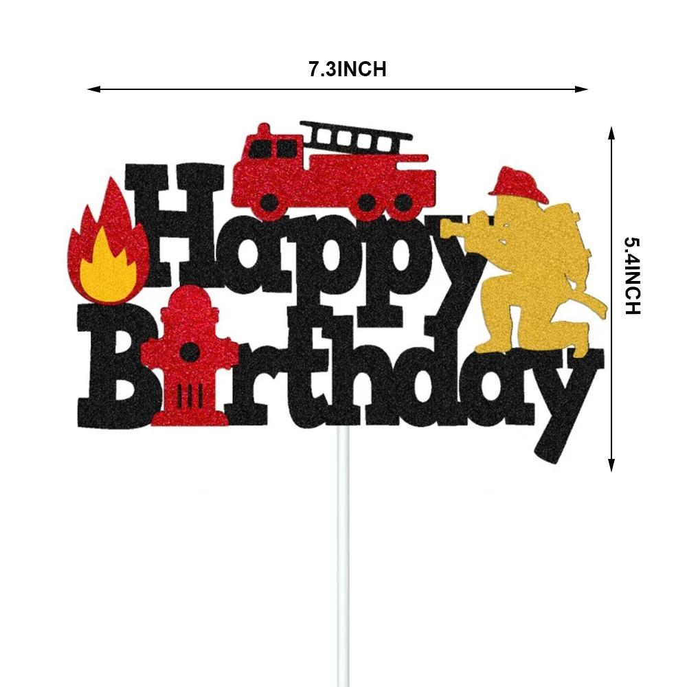 Firetruck Party Supplies Fire Paper Cups Fire Flame Drinking Straws Cake Topper Firefighter Birthday Party Decorations