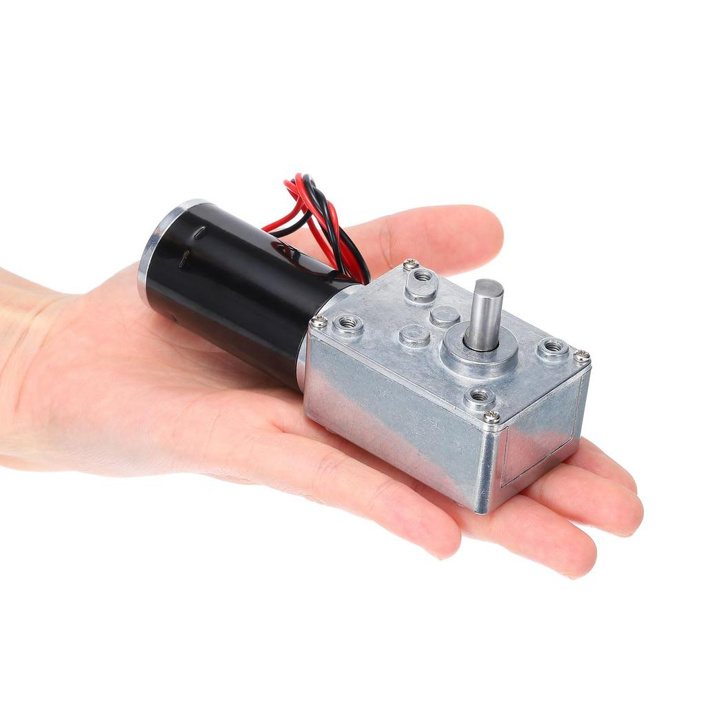 uxcell DC 12V High Torque Turbine Worm Gear 8mm 60 RPM with for Electric Fireplaces Motor, Shaft, Wire,