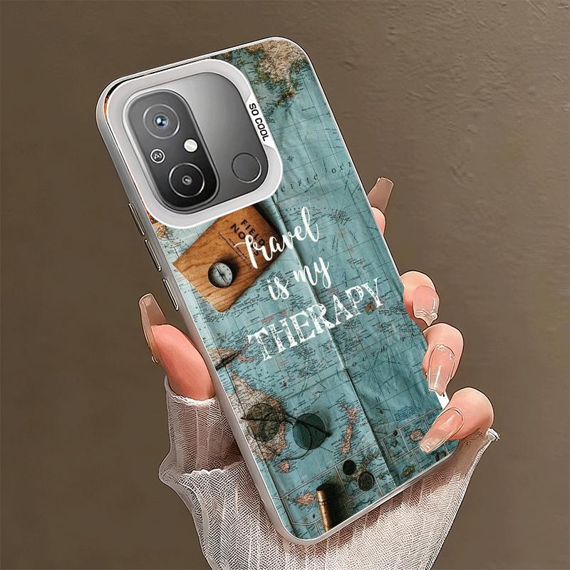 Travel Map Artistic Pattern Shockproof Phone Case for Xiaomi Poco X7 X6 X5 X3 Pro F7 Ultra M8 Redmi 15C 15 14C 13C 12C 10C 13 12
