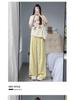 Women's 2024 Summer Yellow Polka Dot Wide-Leg Ice Silk Pants