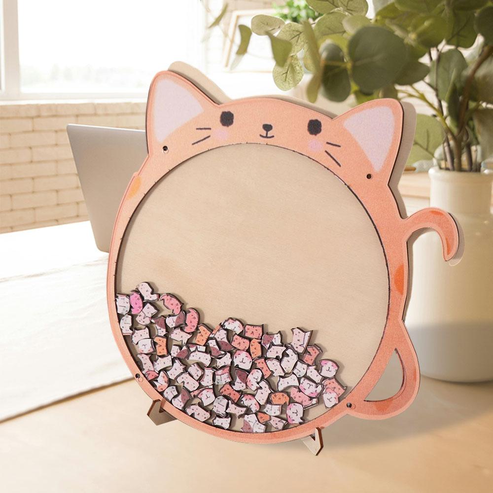 Big Mouth Wooden Puzzle Home Decor Cat-Shaped Puzzle Creative Cat Jigsaw  Children Toys