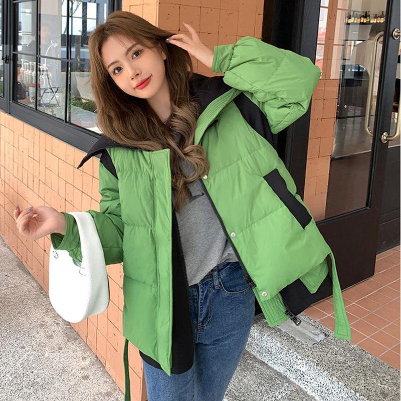 Двухсекционный пуховик женский зимняя куртка 2024 года контрастного цвета с небольшим утолщенным белым утиным пухом