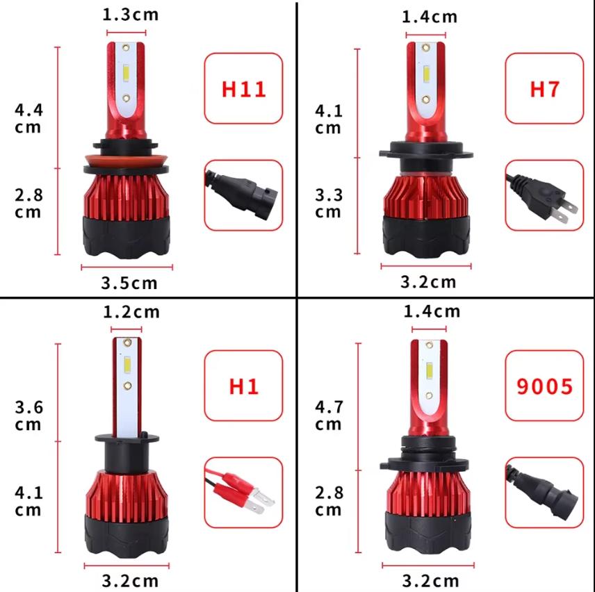 2Pcs H4 LED H7 Auto Car Headlight 9005 9006 H3 H13 H8 880 H27 9004 9007 H11 881 LED H1 K5 55W 6000LM 6000K Automobile Bulb