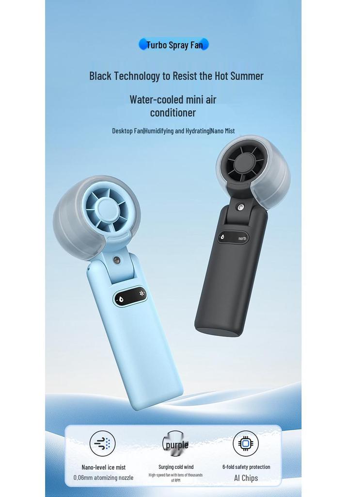 Portable Folding Turbo Fan with High-Speed Cooling & Neck Strap