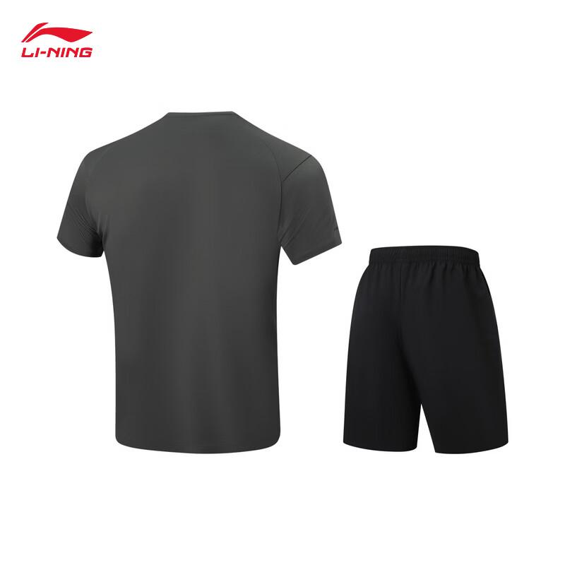 Li-Ning Мужской спортивный костюм с коротким рукавом и шортами, лето 2026, AWBW087
