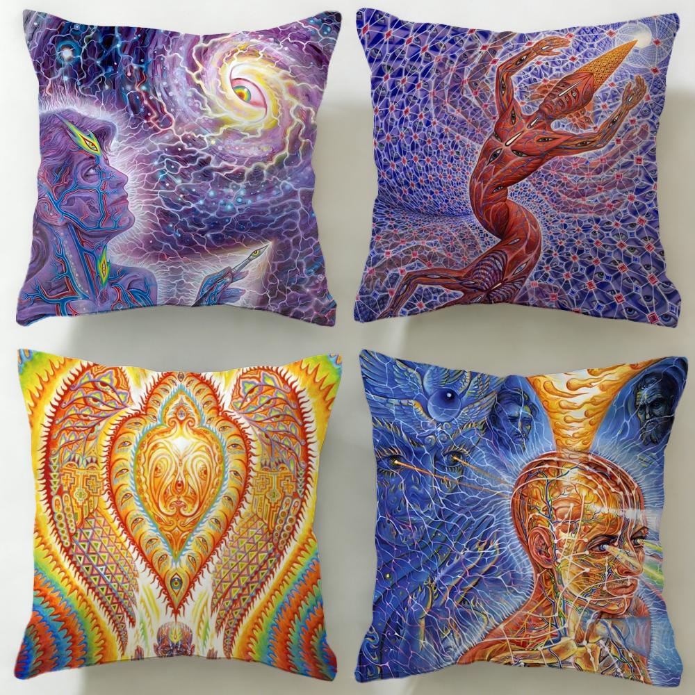 classic artist Alex Grey Cushion Cover Soft EasyWash Pillow Case Versatile for Couch Bed Travel and Office