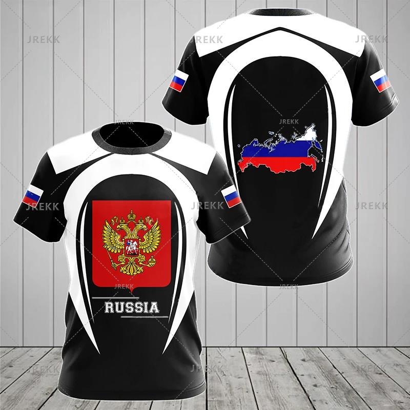 Russia Men's T Shirt Casual Loose Round Neck Russian Flag Short-sleeved Tops Tees Men's Clothing Streetwear Oversized T-shirts
