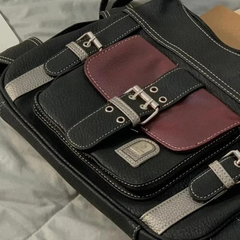 Y2K Vintage Crossbody Bag Women's Tote High Quality PU Leather Shoulder bag Hip Hop Messenger Bags Female Large Handbag Commuter