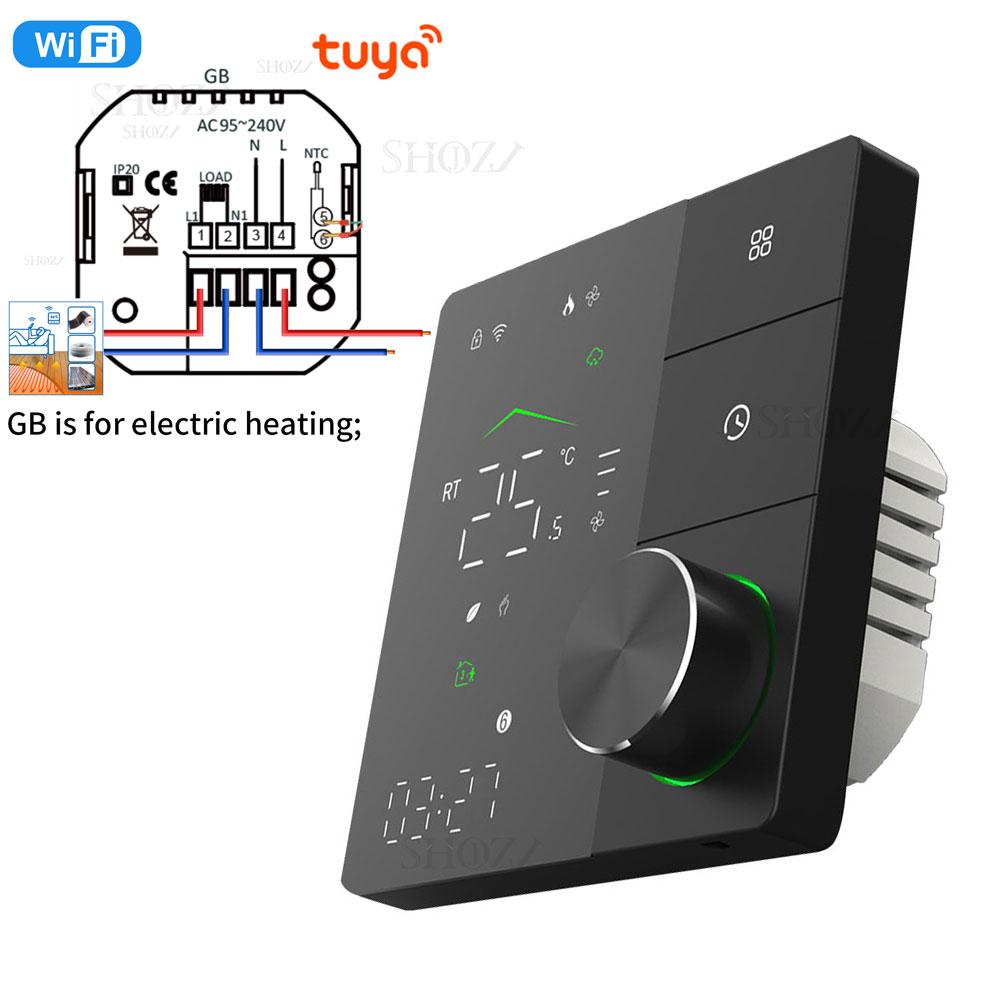 Tuya WiFi Smart Thermostat with Power Monitoring, Voice Control for Film Infrared Electric Warm Floor Heating System, 16A