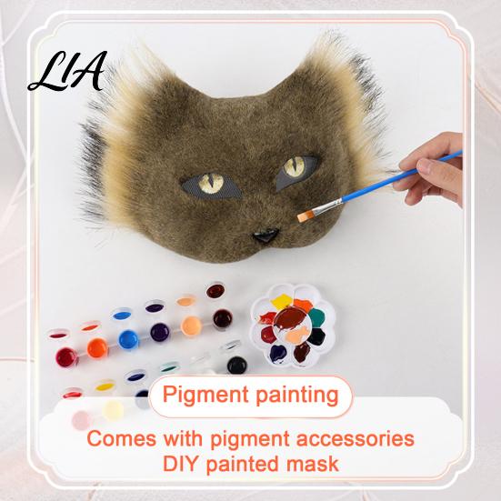 Soft Plush Tail for Cosplay DIY Therian Masque Kit, Furry Fox/Cat Animals with Fun Interactive Craft Teens Eye Mesh, Christmas Halloween Masquerade