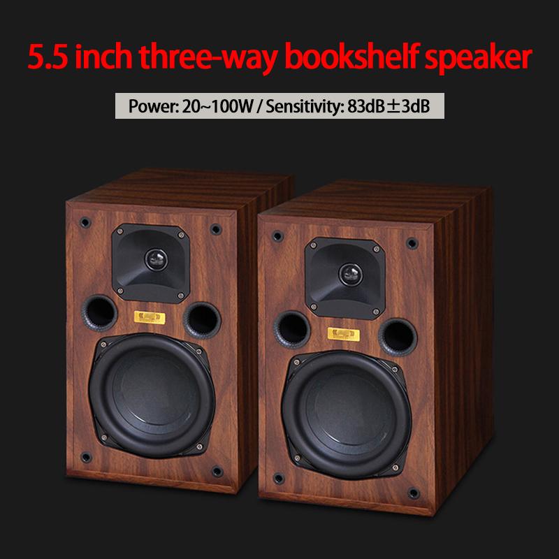 5.5 Inch 20~100W 8ohm Bookshelf Speaker Three-way AE100MKII Reflective HiFi Speaker Three-unit Fever Passive Wooden Speaker
