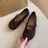 2025 spring new Korean version thin strap round head flat sole single shoes not tired feet soft sole shallow mouth flat heel shoes Doudou shoes